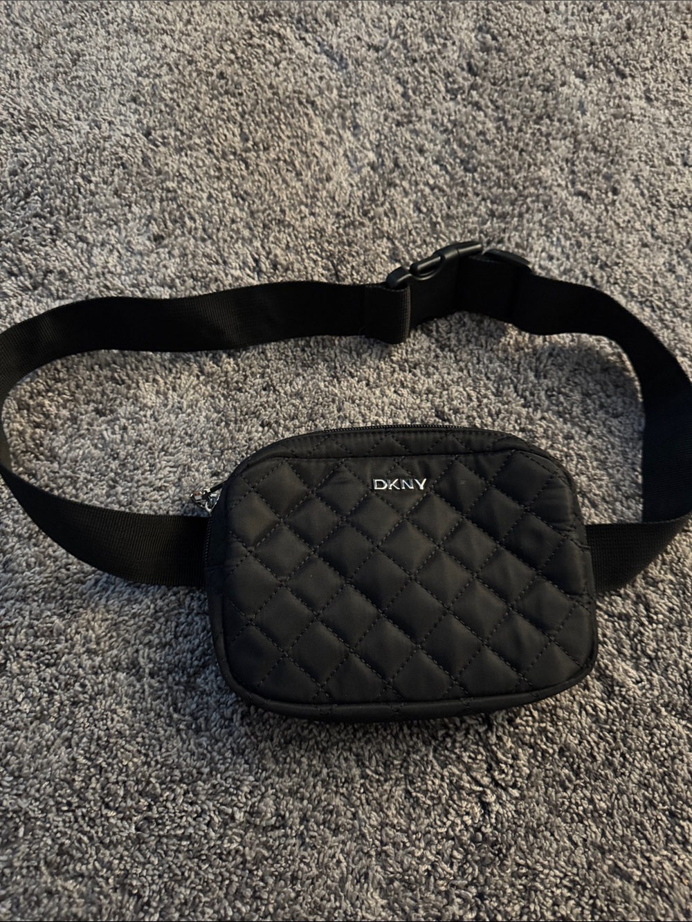 DKNY Black Quilted Crossbody Belt Bag